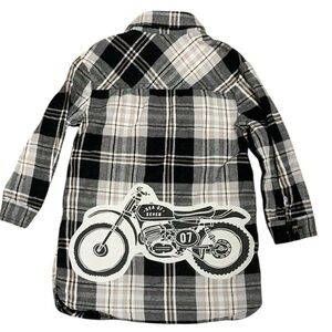 Upcycled Flannel Girls Dress with Motorcycle Theme